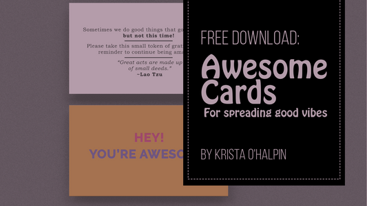 A blog cover for a free download of business cards with the words "you're awesome" on them.