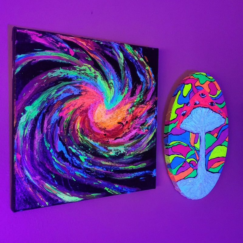Hey! These paintings GLOW IN THE DARK