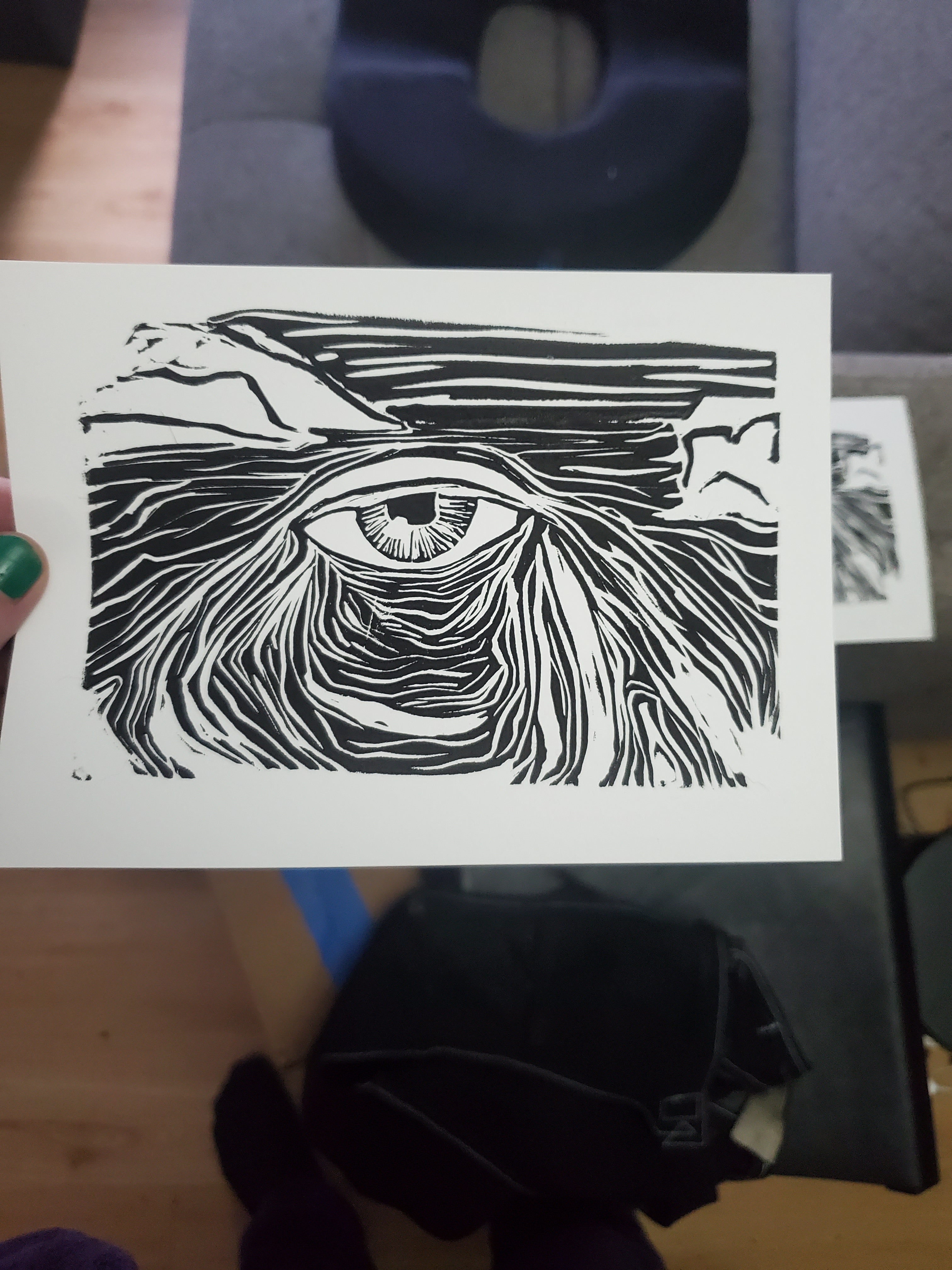 Window to the Soul of the Universe - Linoleum Block Print
