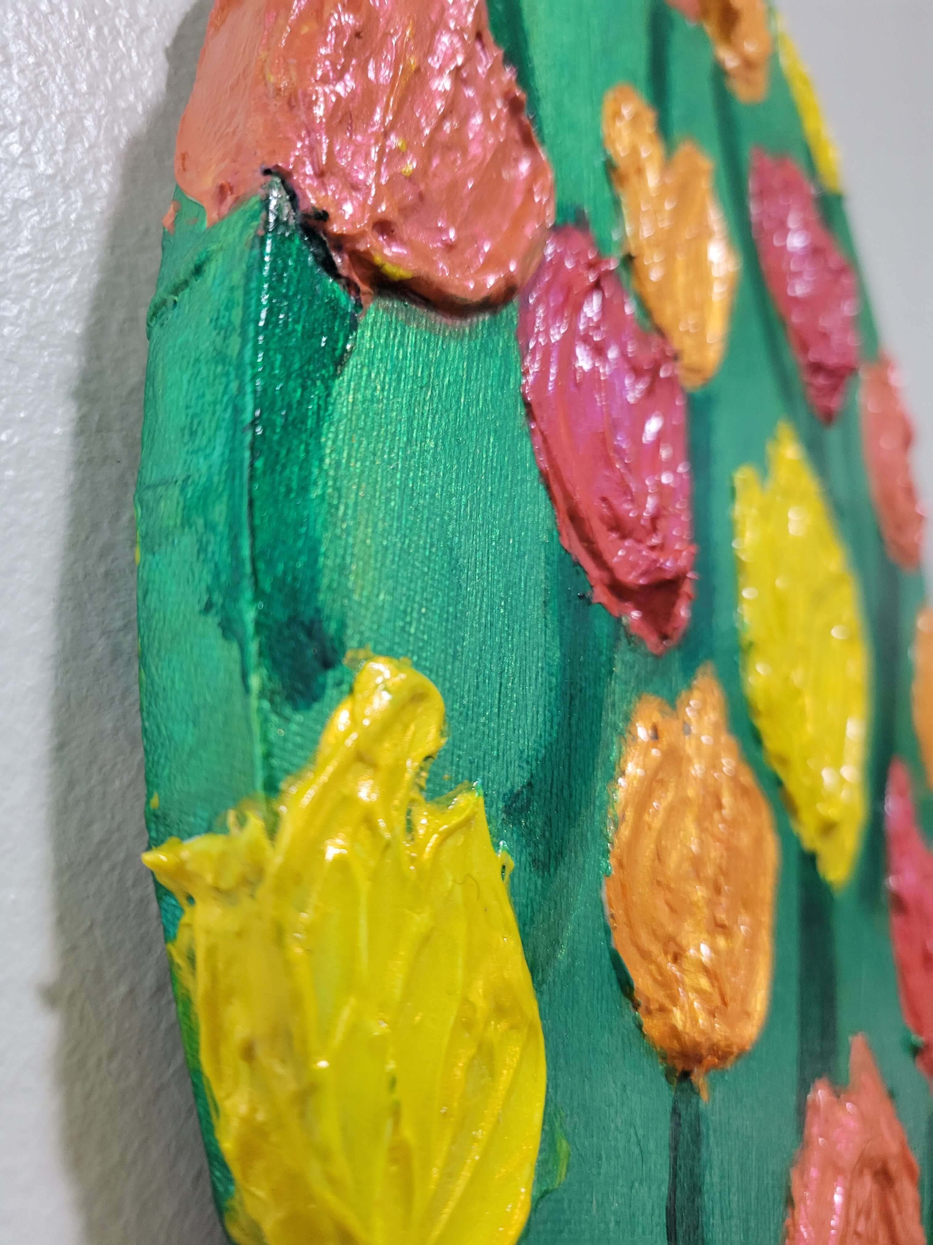 Summer Sunset Tulips - Textured Impasto Painting