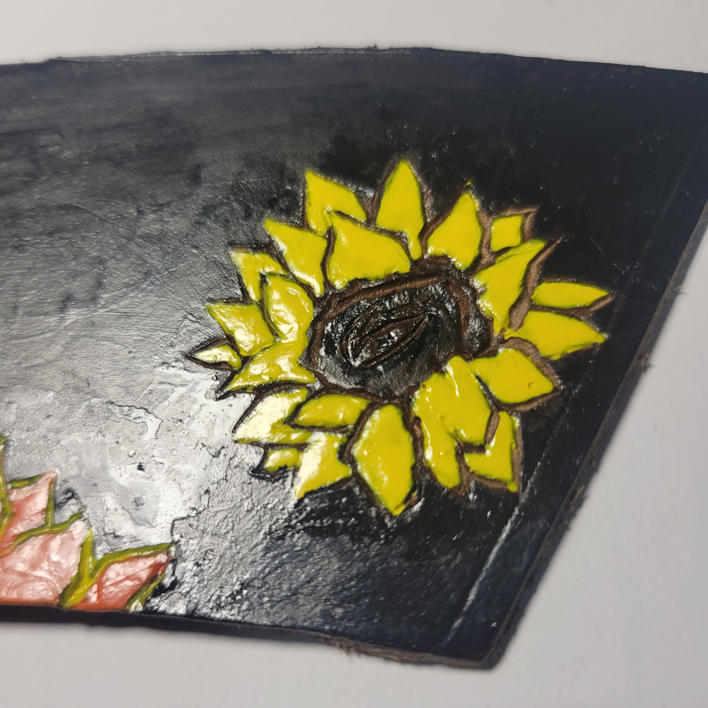 Sunflowers - Hand Made Custom Painted Leather Coffee Sleeve