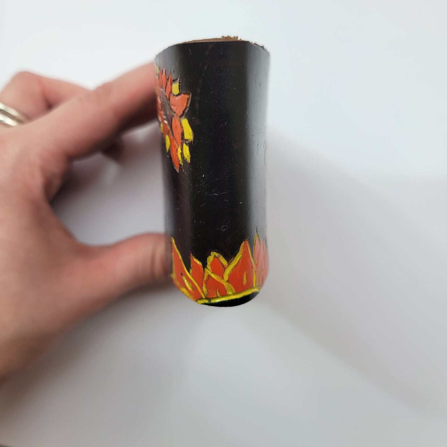 Sunflowers - Hand Made Custom Painted Leather Coffee Sleeve