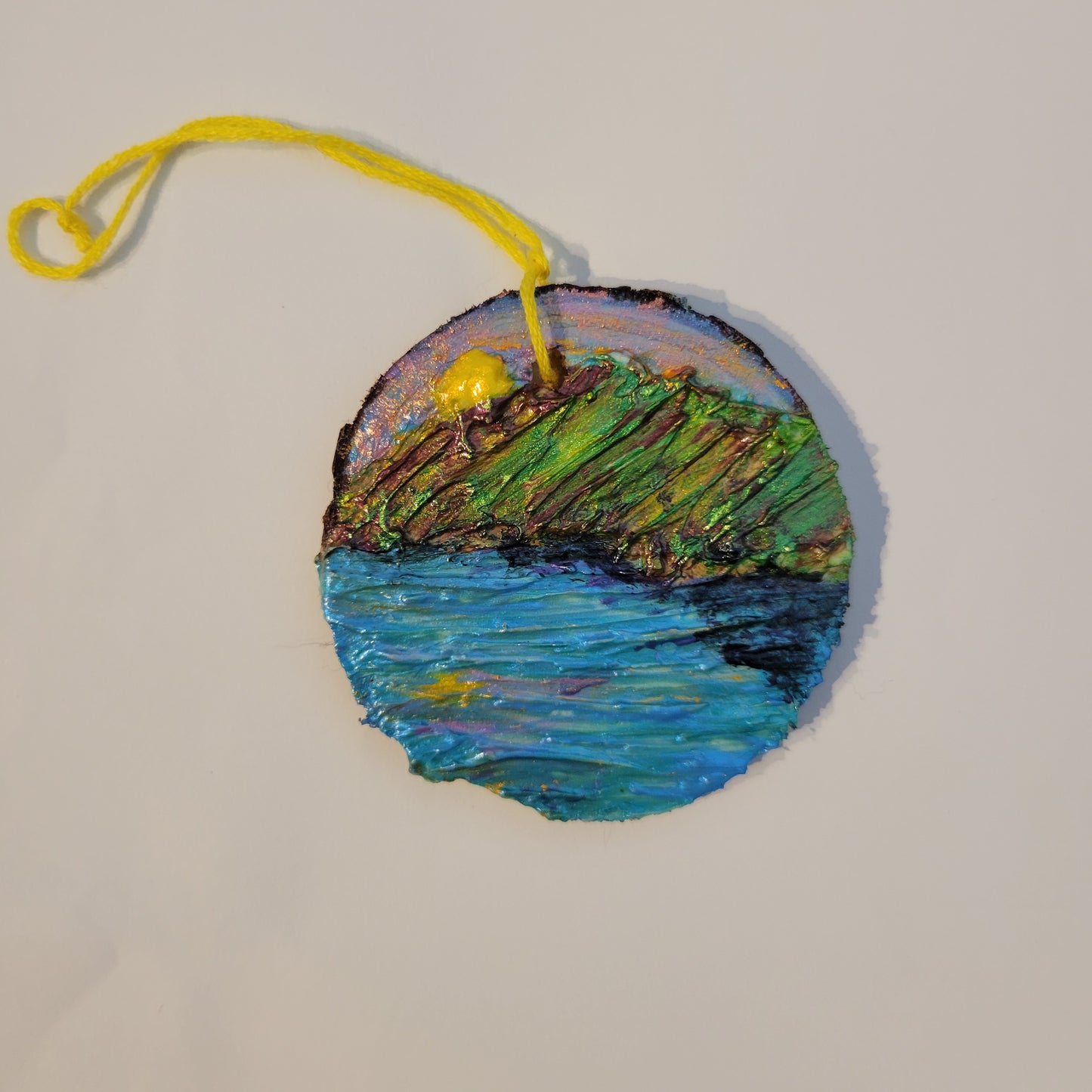 PNW Sunrise - Wooden Impasto Ornament