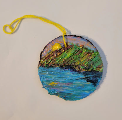 PNW Sunrise - Wooden Impasto Ornament