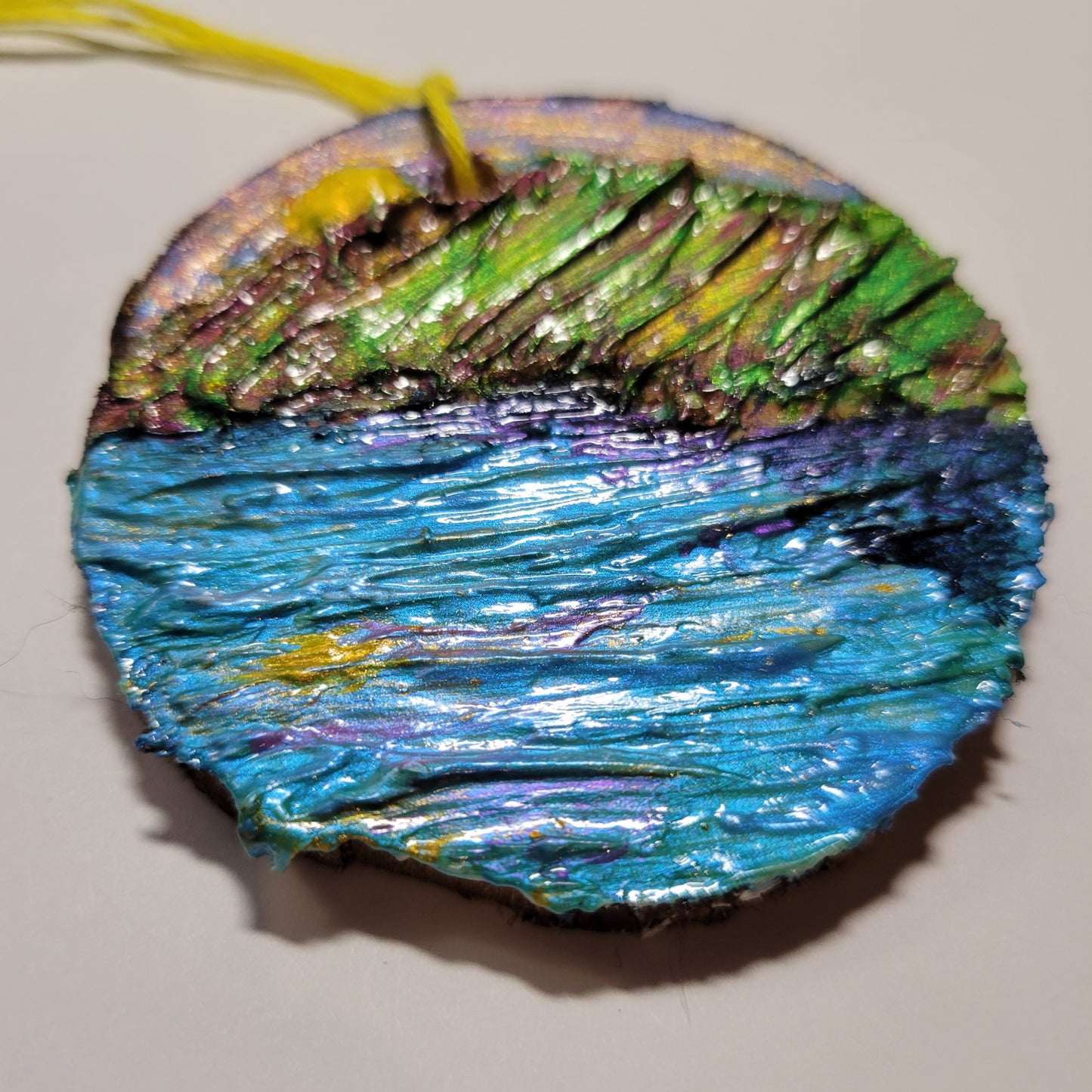 PNW Sunrise - Wooden Impasto Ornament