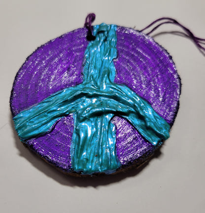 Peace Sign - Wooden Impasto Ornament