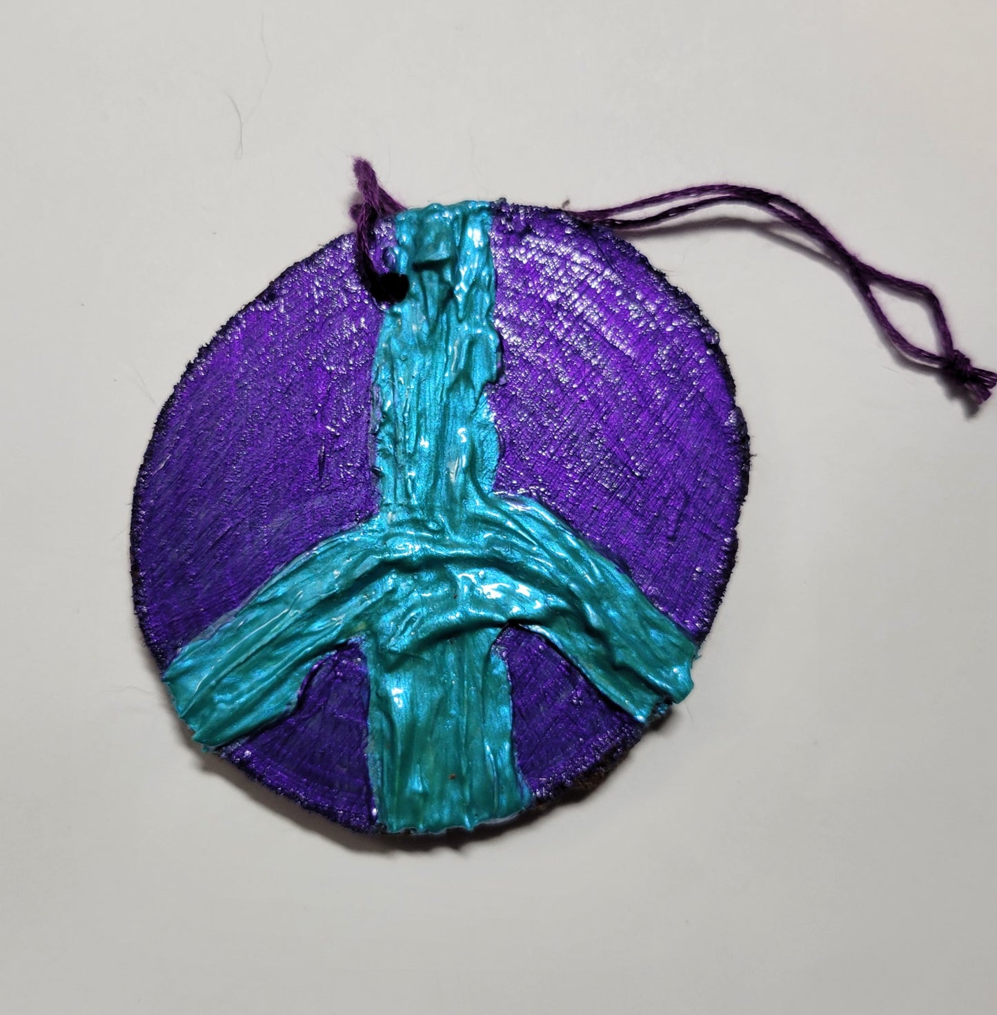 Peace Sign - Wooden Impasto Ornament