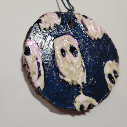 Ghosts - Wooden Impasto Ornament