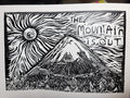 The Mountain is Out - Linoleum Block Print