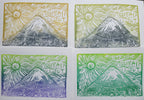 The Mountain is Out - Linoleum Block Print