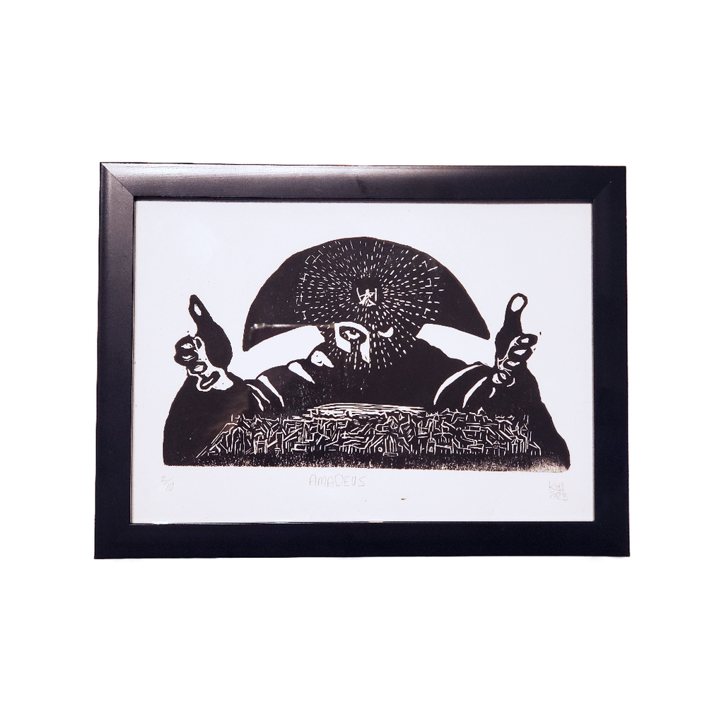 Amadeus - Linoleum Block Print