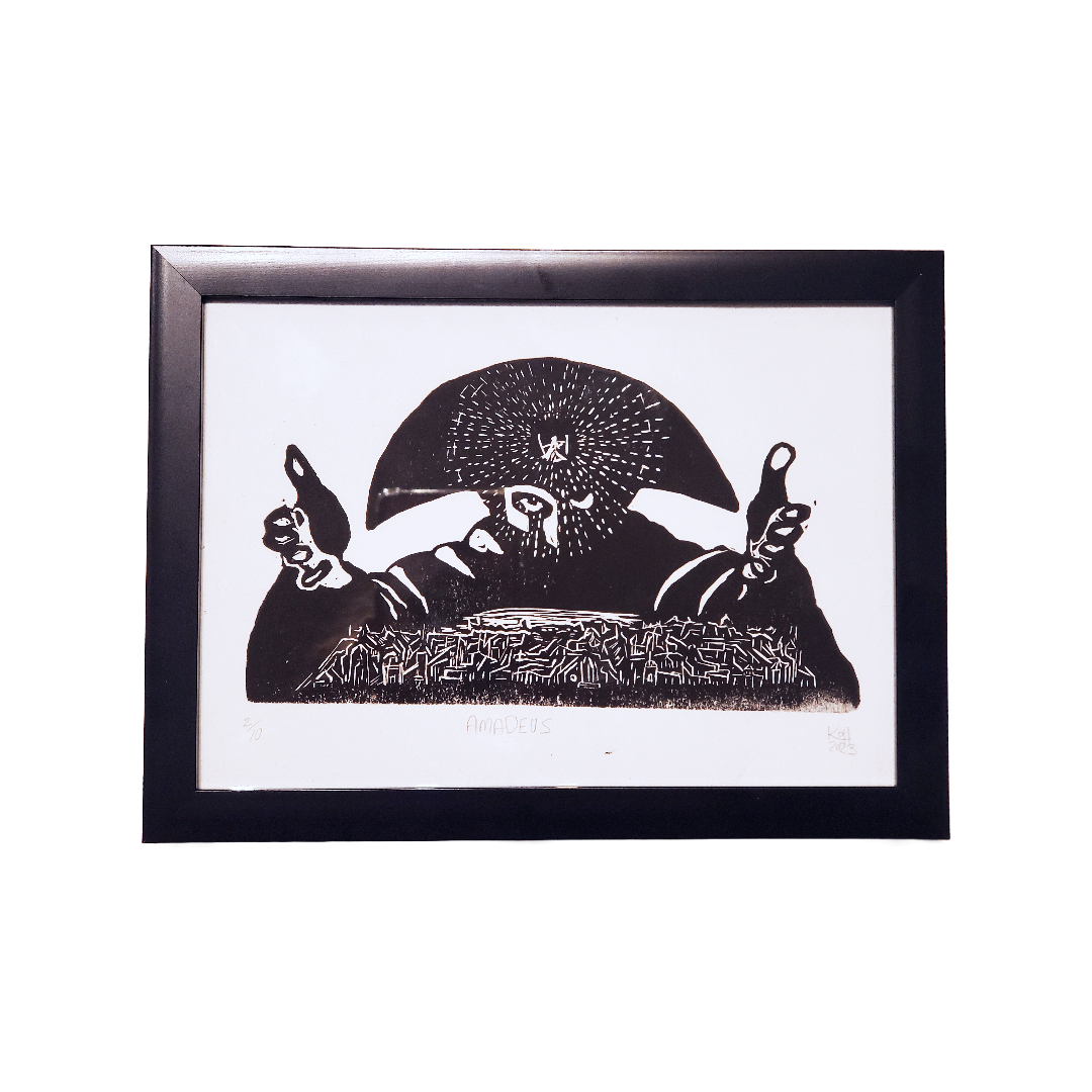 Amadeus - Linoleum Block Print