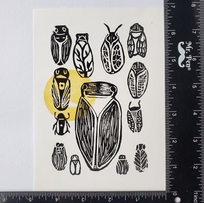 Cicadas 13 Ways - Original Linocut Print