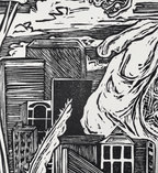 Kaiju Dragon in Seattle - Linoleum Block Print