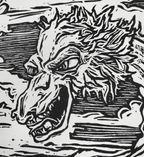 Kaiju Dragon in Seattle - Linoleum Block Print