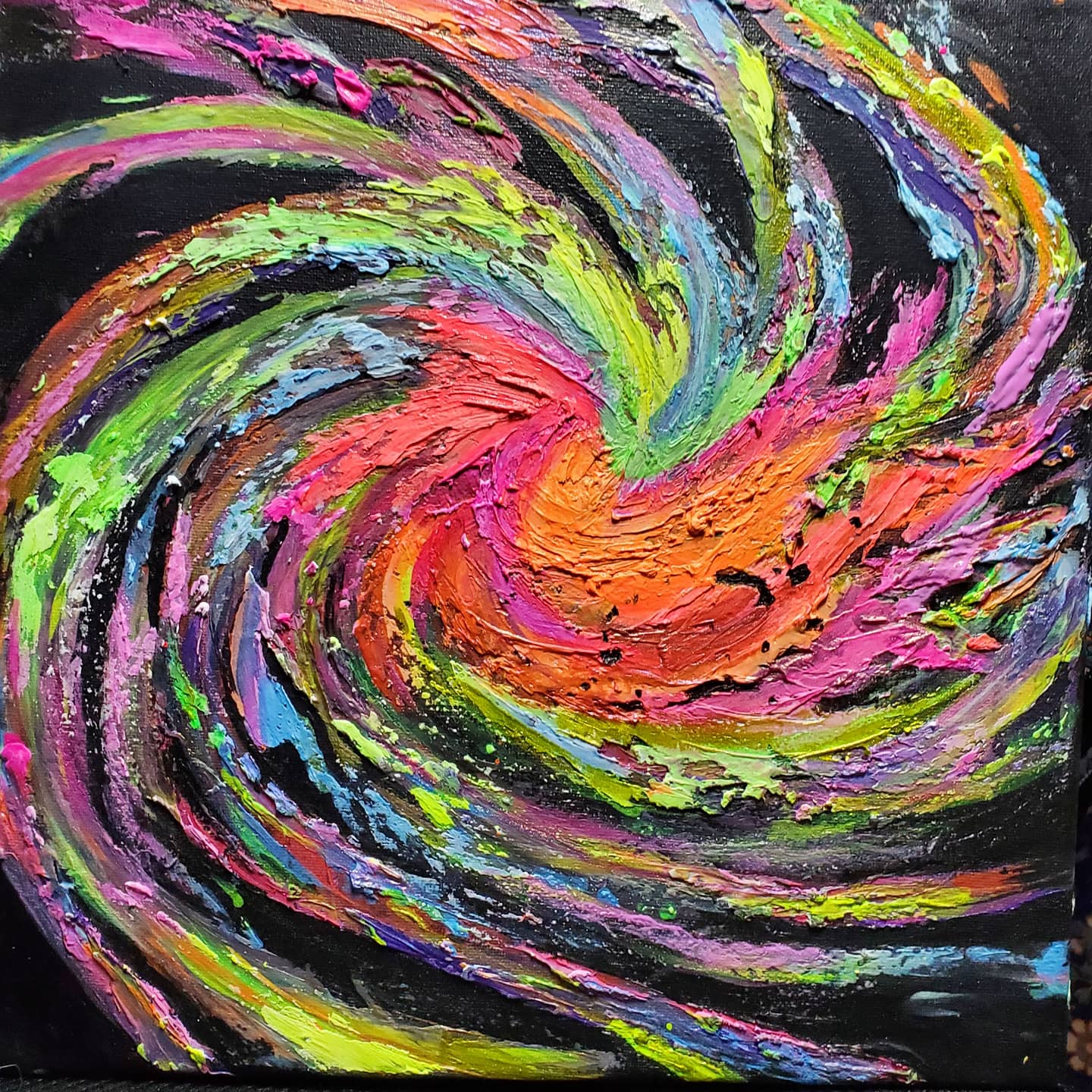 Galaxy Burst - UV Reactive/Glow-in-the-dark Textured Impasto Painting