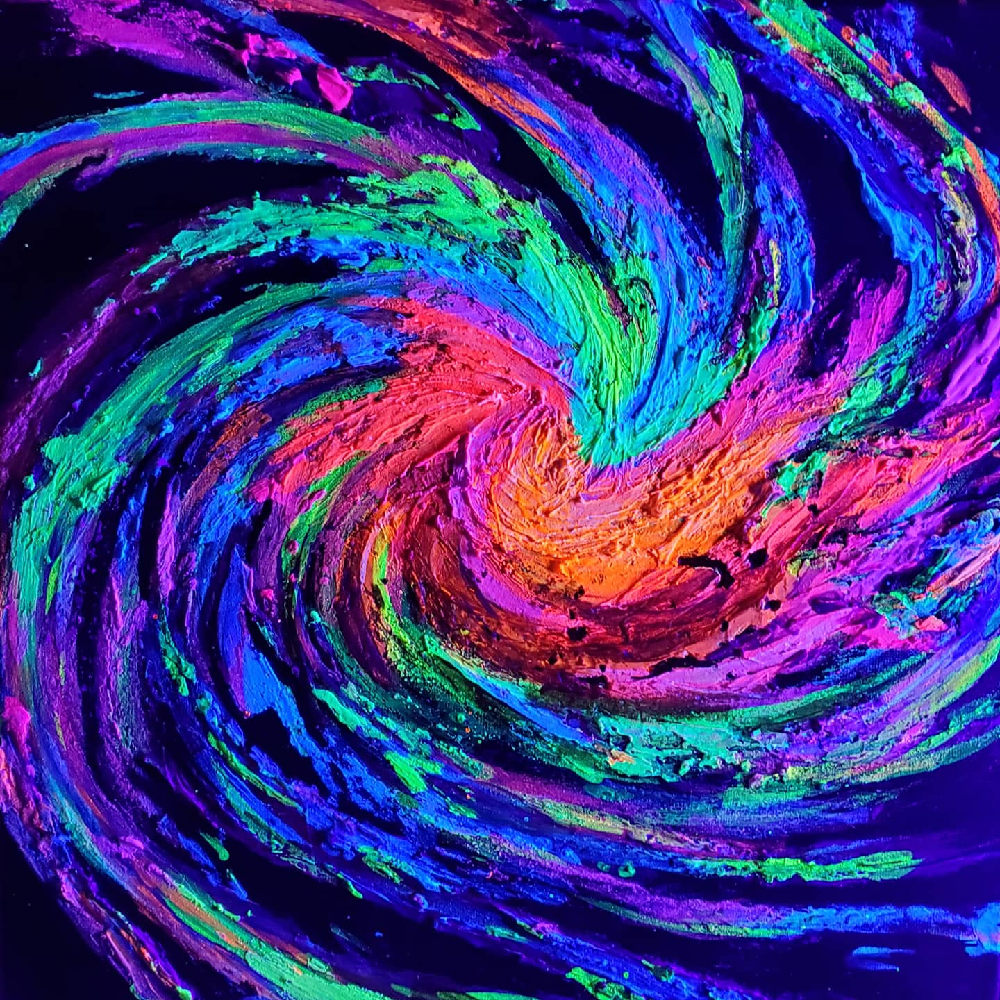 Galaxy Burst - UV Reactive/Glow-in-the-dark Textured Impasto Painting