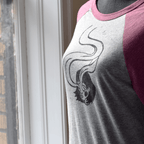 Spirit Eyes - Hand Printed Baseball Tee grey