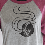 Spirit Eyes - Hand Printed Baseball Tee grey