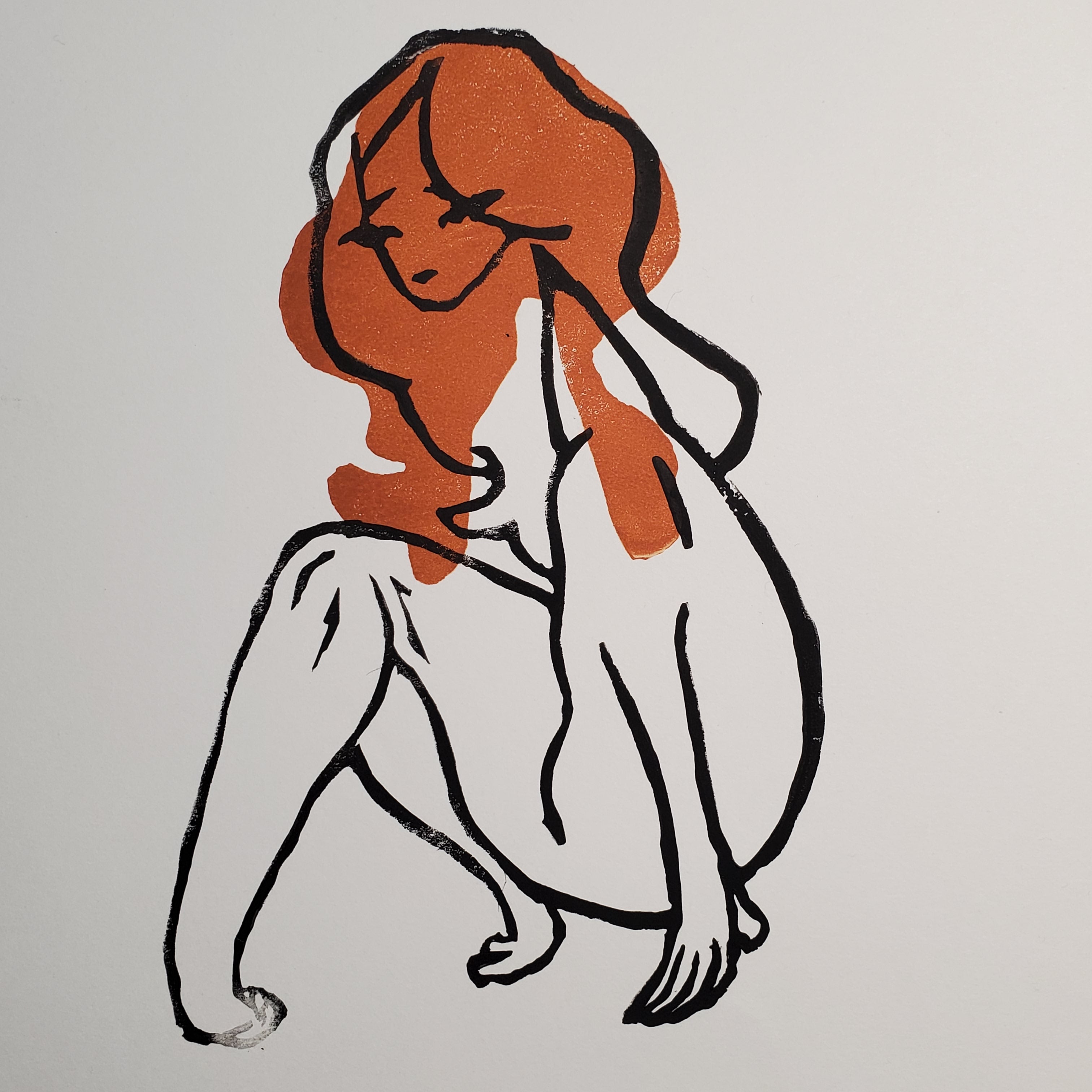 Sweet Disposition - Linoleum Block Print