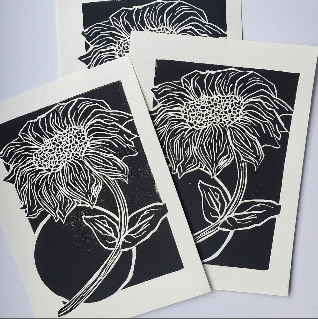 Sunflower - Linoleum Block Print