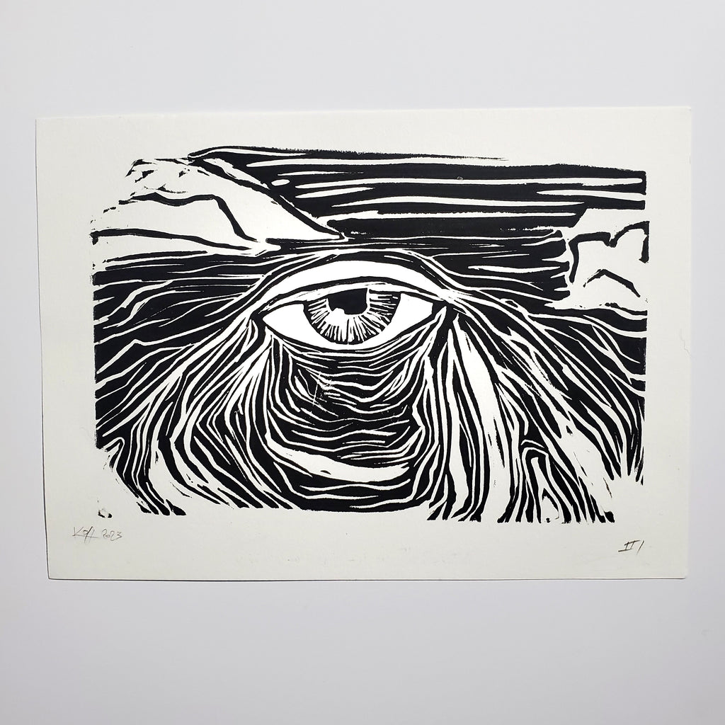 Window to the Soul of the Universe - Linoleum Block Print