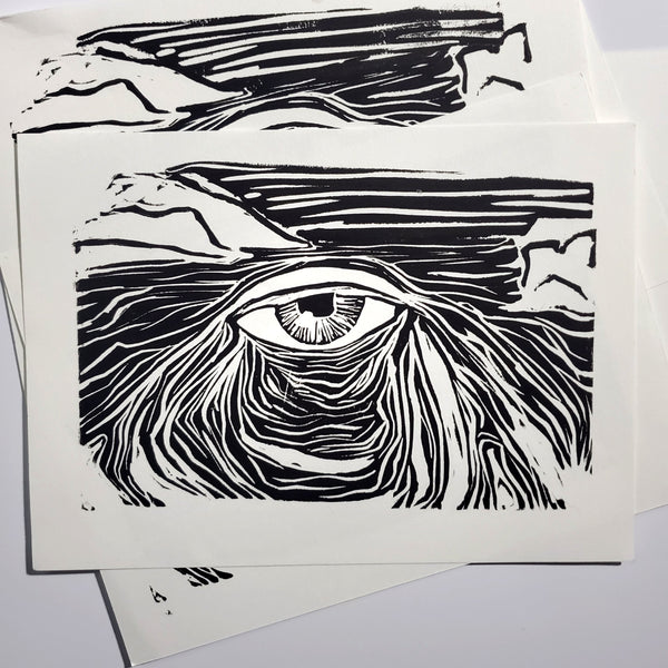 Window to the Soul of the Universe - Linoleum Block Print