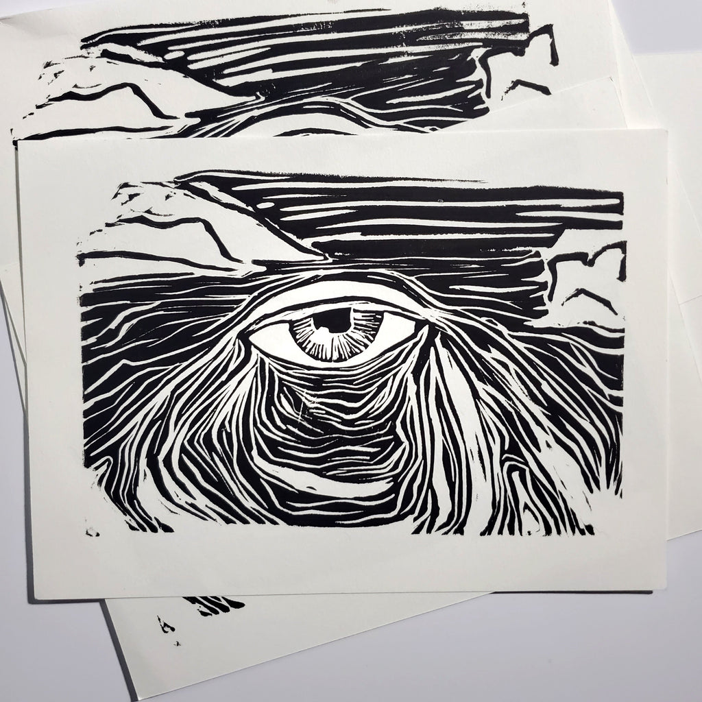 Window to the Soul of the Universe - Linoleum Block Print