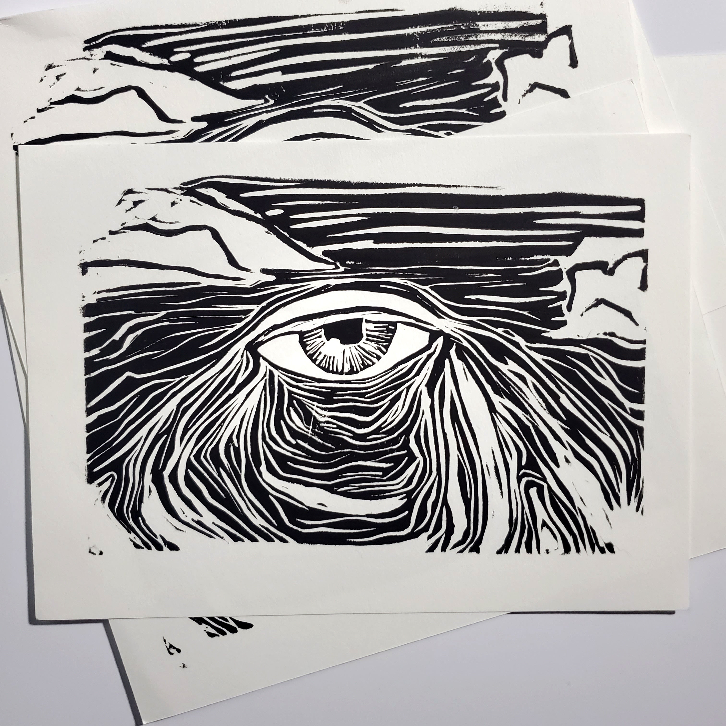 Window to the Soul of the Universe - Linoleum Block Print