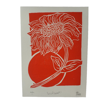 Sunflower -  Original Linocut Print