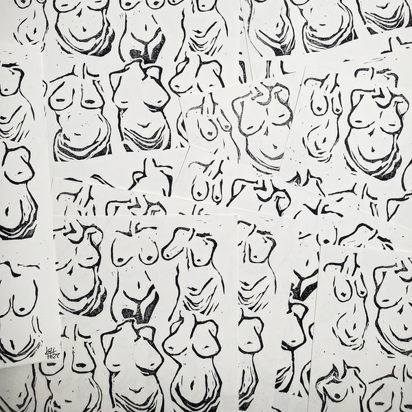 Beautiful Bodies - Linoleum Block Print