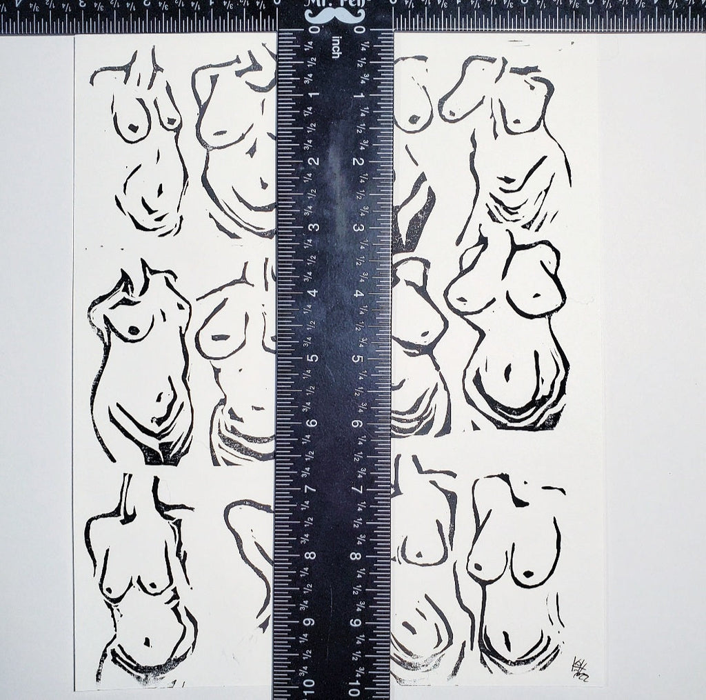Beautiful Bodies - Linoleum Block Print