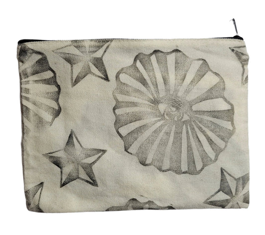 Canvas coin pouch with stars printed on it. 