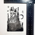 Queen of Cats - Linoleum Block Print