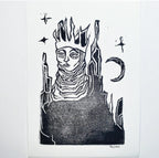 Queen of Cats - Linoleum Block Print