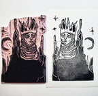 Queen of Cats - Linoleum Block Print
