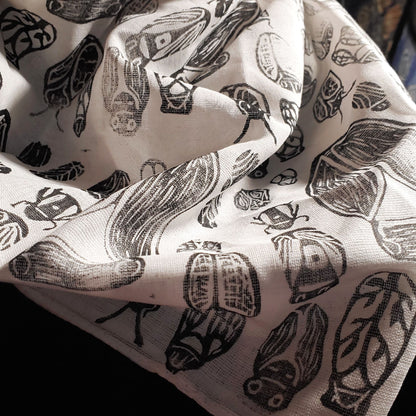 Cicadas - Hand printed Organic Cotton Bandana