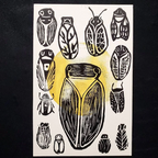 Cicadas 13 Ways - Linoleum Block Print