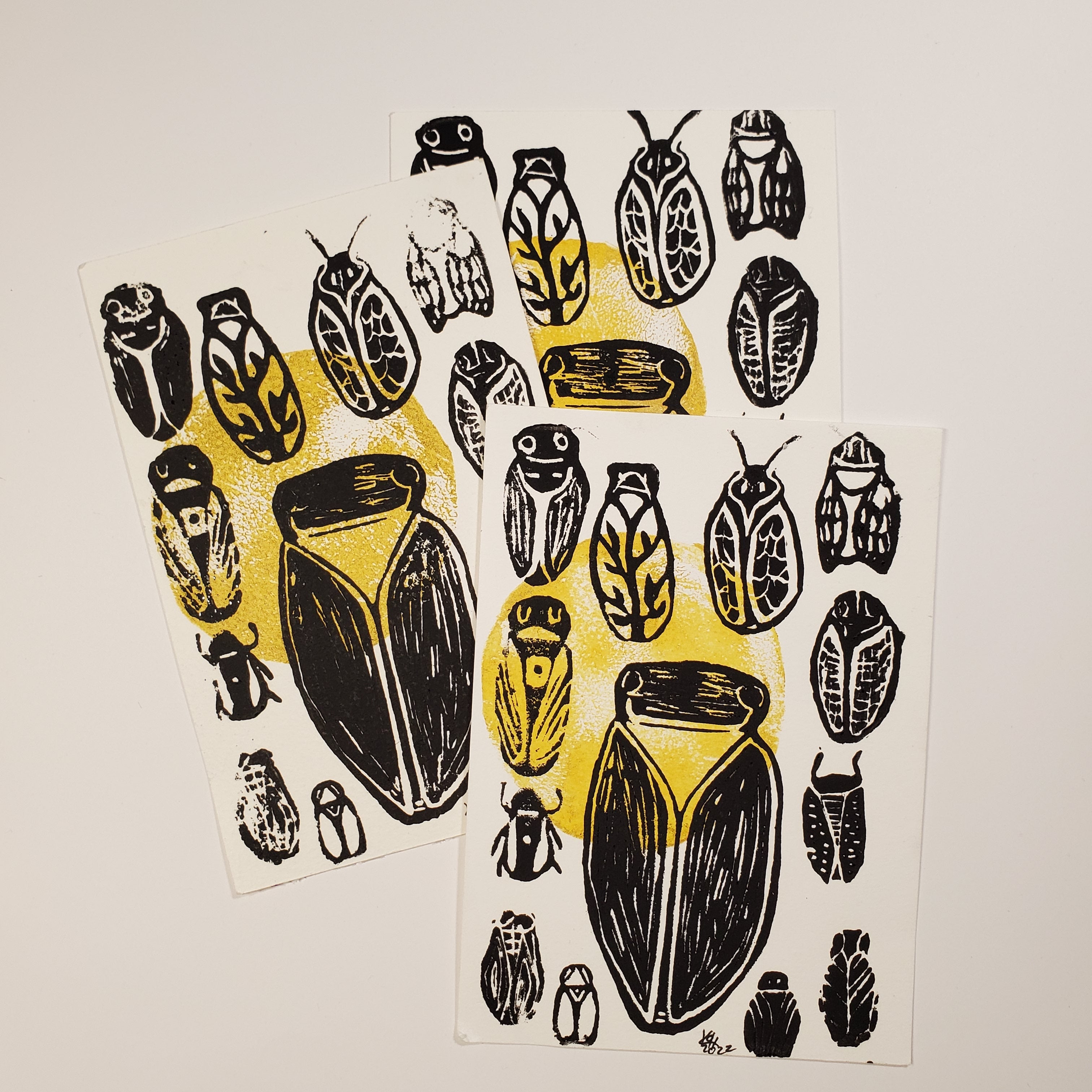 Cicadas 13 Ways - Linoleum Block Print
