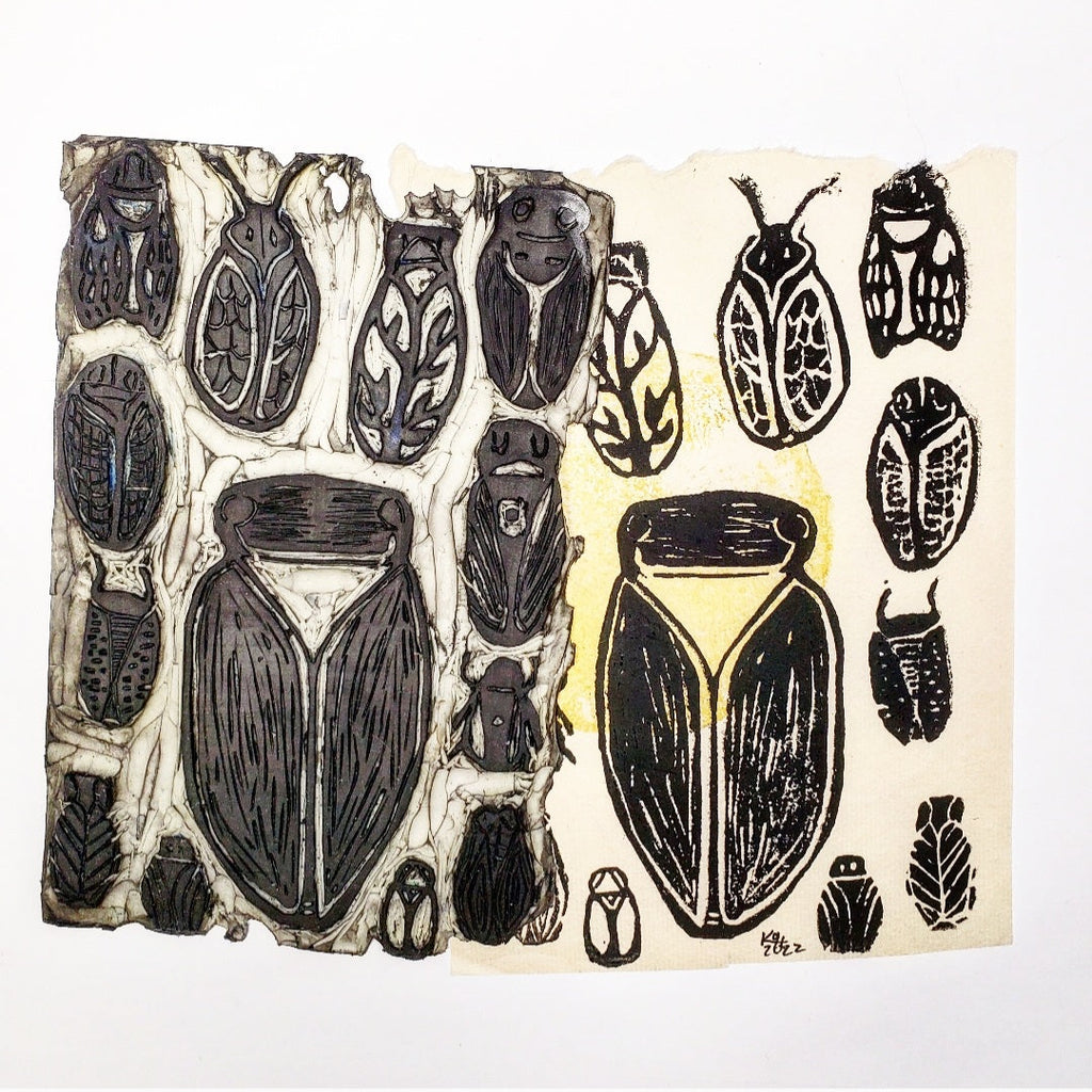 Cicadas 13 Ways - Linoleum Block Print