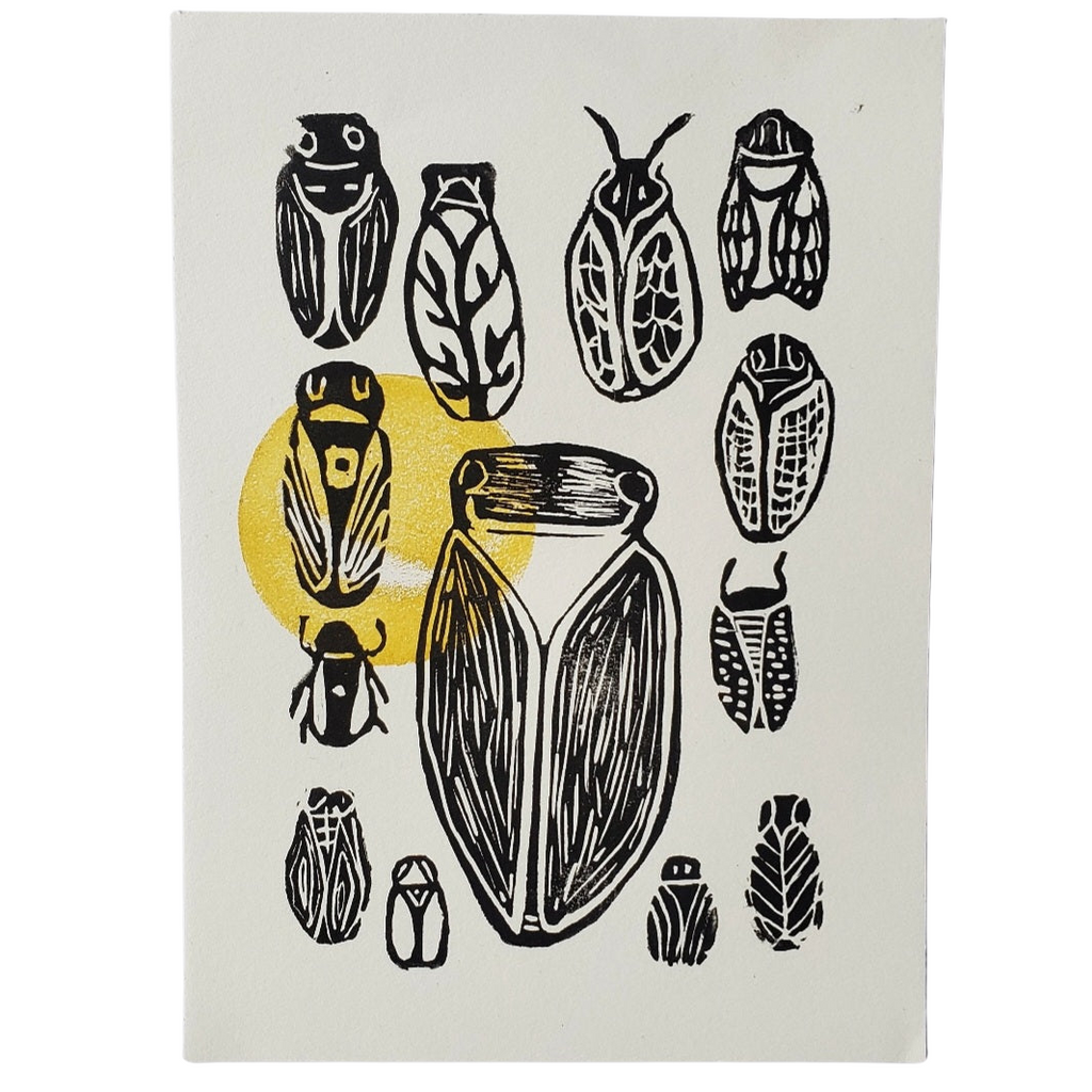 Cicadas 13 Ways - Linoleum Block Print
