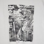 Kaiju Dragon in Seattle - Hand Printed - Gildan T-Shirt (Adult S, M, L, XL)