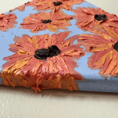 Orange Poppies - UV Reactive Textured Painting