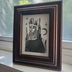 Queen of Cats - Linoleum Block Print