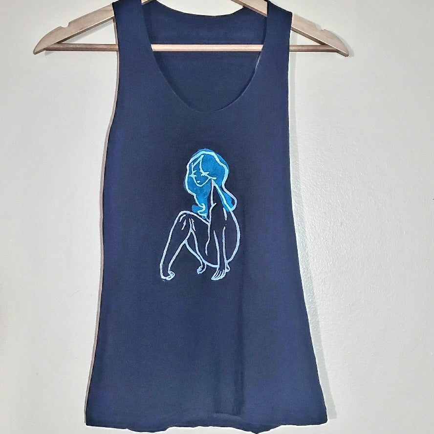 Sweet Disposition- Hand Printed Simple Tank