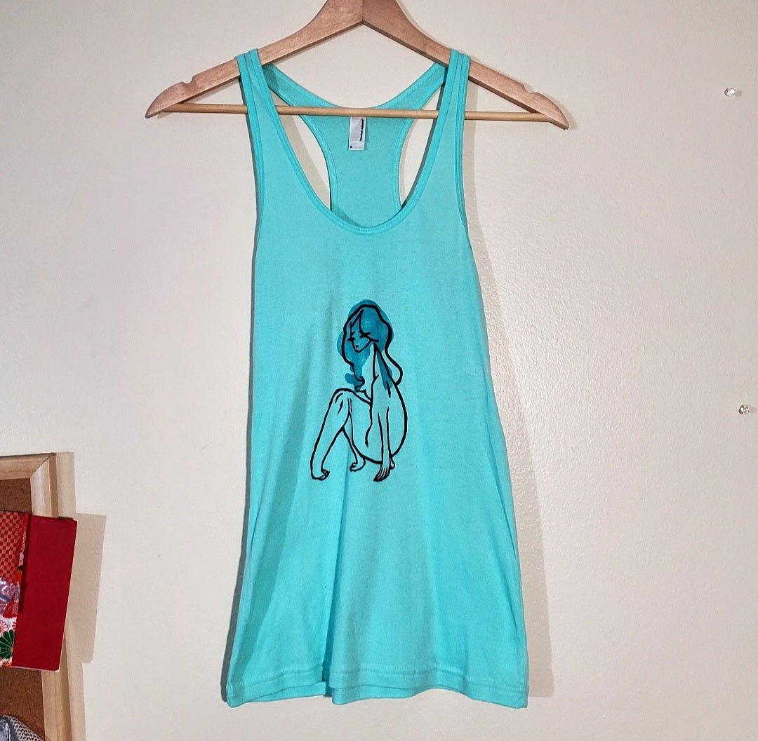 Sweet Disposition- Hand Printed Racerback Tank