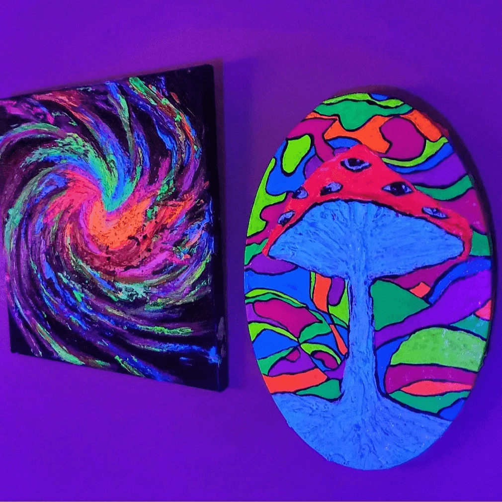 Galaxy Burst - UV Reactive/Glow-in-the-dark Textured Impasto Painting