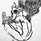 Go Away - Linoleum Block Print