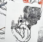 Go Away - Linoleum Block Print