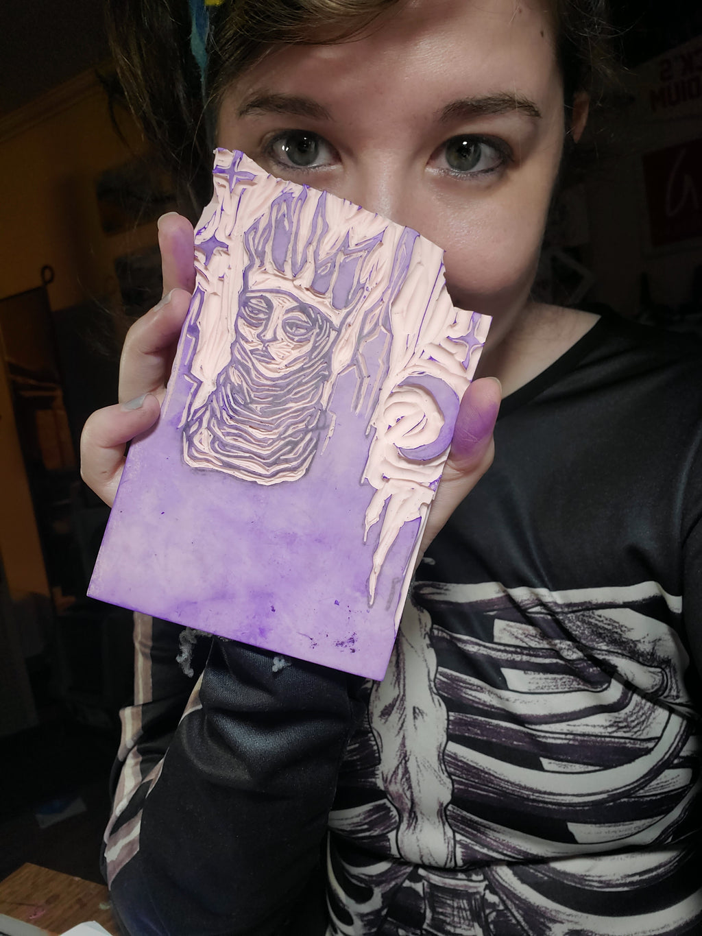Queen of Cats - Linoleum Block Print